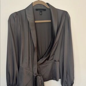 WHBM Gray Satin Blouse